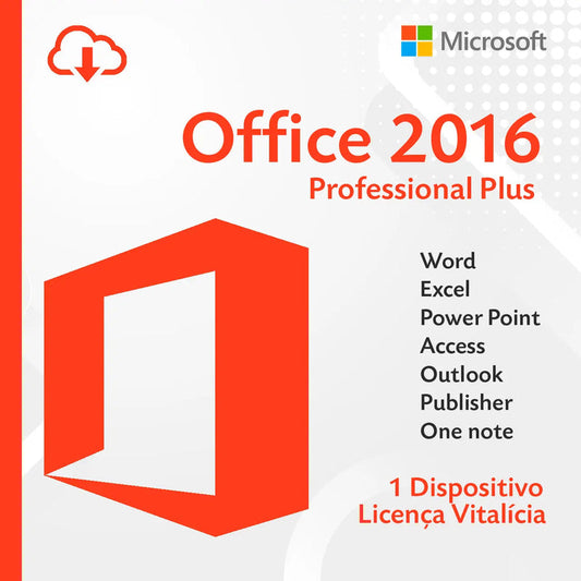 Office 2016 Professional Plus Original Microsoft Vitalicio 32/64Bits Com Nota Fiscal